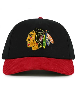 American Needle Men's Black/Red Chicago Blackhawks Burnett Adjustable Hat