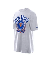 New Era Men's White York Knicks Throwback Prep Oversized T-Shirt