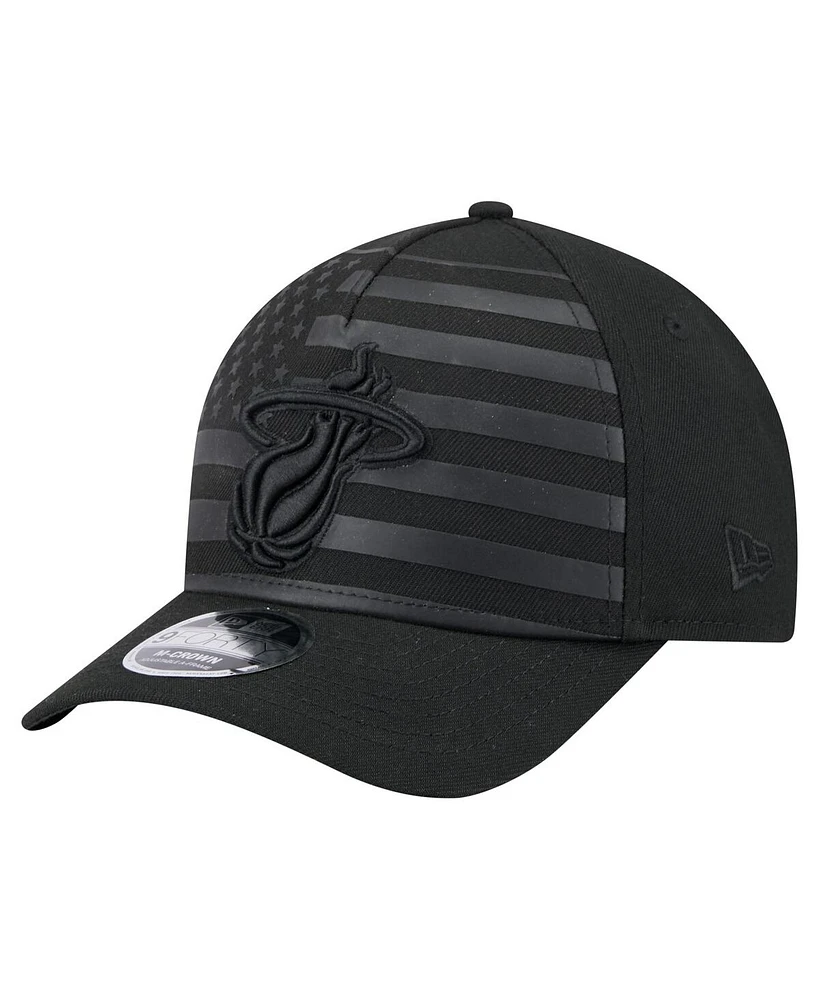 New Era Men's Black Miami Heat Game Day Flag A-Frame 9FORTY Adjustable Hat