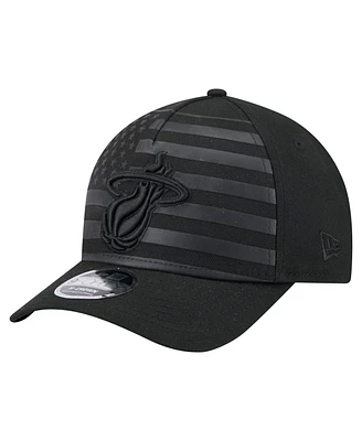 New Era Men's Black Miami Heat Game Day Flag A-Frame 9FORTY Adjustable Hat