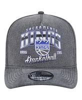New Era Men's Charcoal Sacramento Kings Throwback Washed Pre-Curved 9FIFTY Snapback Hat
