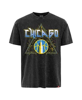 Sportiqe Men's and Women's Black Chicago Sky Rock Roll Collection Angus Mineral Wash Premium T-Shirt