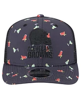 New Era Men's Navy/Black Cleveland Browns Adventure Drinks Pattern 9SEVENTY Stretch-Snap Hat