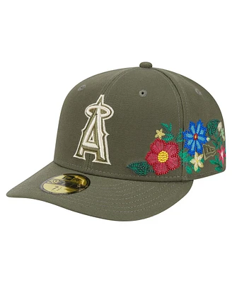 New Era Men's Olive Los Angeles Angels Tonal Florals 59FIFTY Fitted Hat
