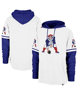 '47 Brand Men's White New England Patriots Throwback Shortstop Pullover Hoodie Sweatshirt