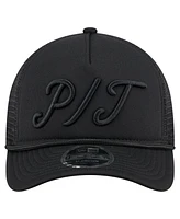 New Era Men's Black Pittsburgh Pirates City Initial 9FORTY A-Frame M-Crown Adjustable Trucker Hat