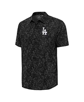 Antigua Men's Black Los Angeles Dodgers Lush Button-Up Shirt