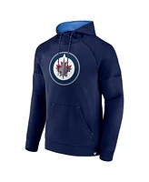 Fanatics Men's Navy Winnipeg Jets Iconic Defender Raglan Pullover Hoodie