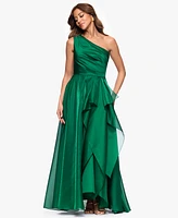 Xscape Women's Metallic Draped One-Shoulder Gown