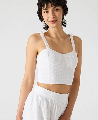 Steve Madden Women's Embroidered Tie-Shoulder Top