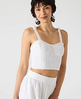 Steve Madden Women's Embroidered Tie-Shoulder Top