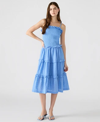Steve Madden Women's Nash Smocked Tiered Midi Dress