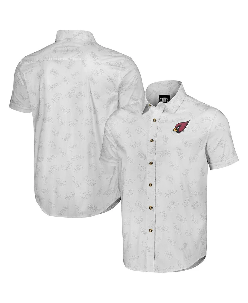 Fanatics Men's White Arizona Cardinals Woven Short Sleeve Button Up Shirt