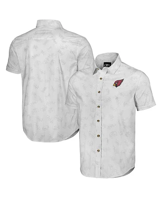 Fanatics Men's White Arizona Cardinals Woven Short Sleeve Button Up Shirt