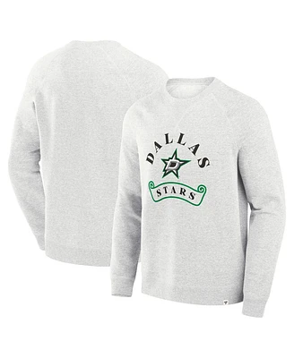 Fanatics Men's Heather Gray Dallas Stars Banner Fleece Raglan Pullover Sweatshirt