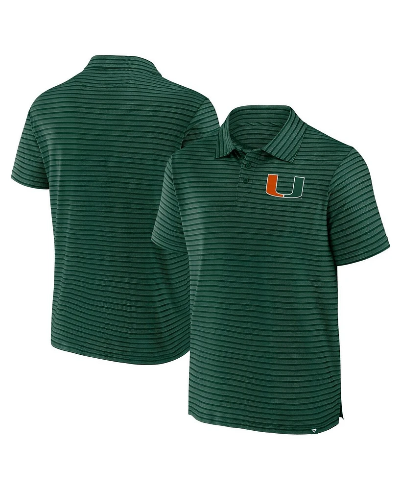 Fanatics Men's Green Miami Hurricanes Victory Calls Stripe Polo Shirt