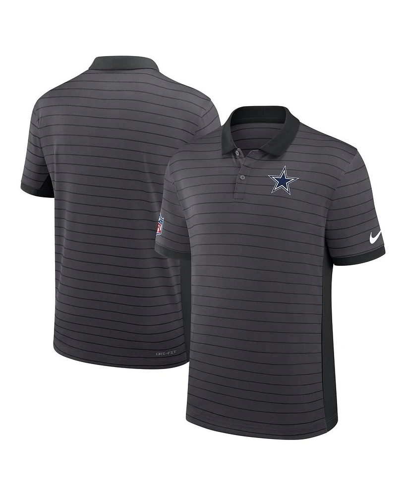 Nike Men's Gray Dallas Cowboys Sideline Victory Stripe Performance Polo Shirt