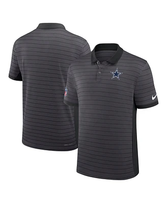 Nike Men's Gray Dallas Cowboys Sideline Victory Stripe Performance Polo Shirt