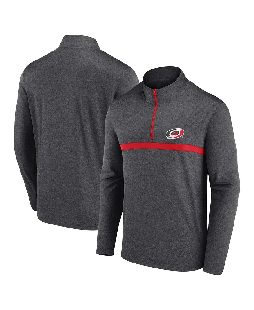 Logo Athletic Men's Heather Charcoal Carolina Hurricanes Head-to-Head Raglan Quarter-Zip Sweatshirt