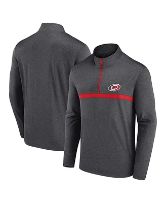 Logo Athletic Men's Heather Charcoal Carolina Hurricanes Head-to-Head Raglan Quarter-Zip Sweatshirt