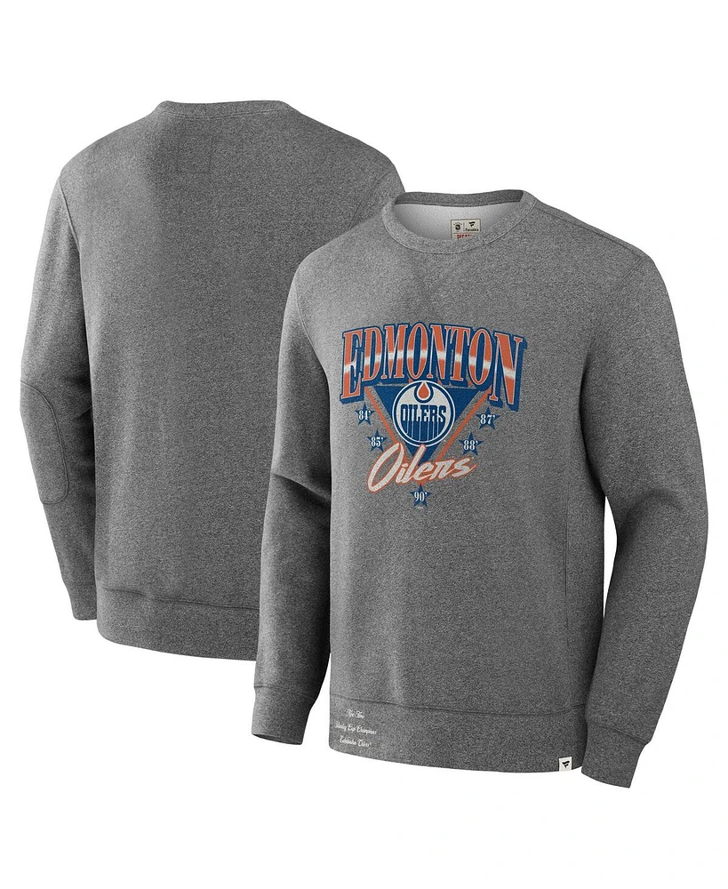 Fanatics Men's Heather Gray Edmonton Oilers Decades Collection Legendary Fleece Pullover Sweatshirt