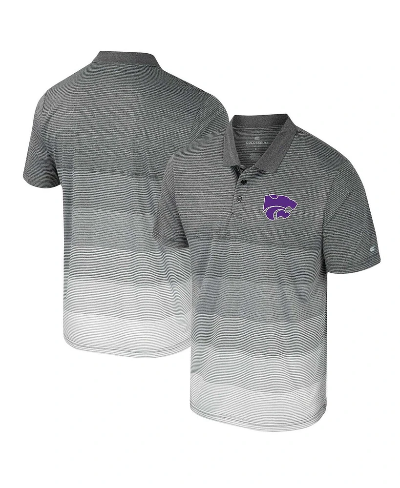 Colosseum Men's Gray Kansas State Wildcats Striped Mesh Polo Shirt