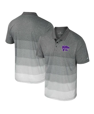 Colosseum Men's Gray Kansas State Wildcats Striped Mesh Polo Shirt