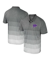 Colosseum Men's Gray Kansas State Wildcats Striped Mesh Polo Shirt