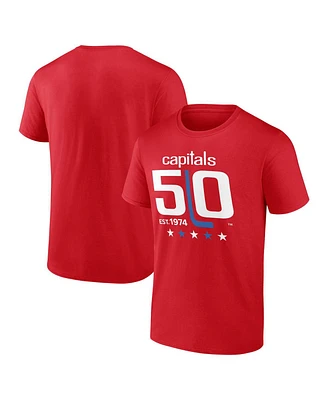 Fanatics Mto Label Men's Red Washington Capitals 50th Anniversary T-Shirt