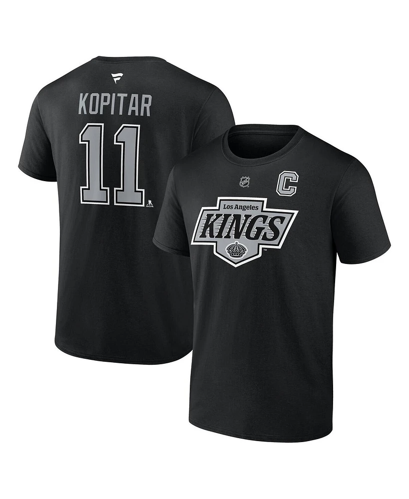 Fanatics Men's Anze Kopitar Black Los Angeles Kings Authentic Stack Name Number T-Shirt