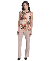 Calvin Klein Petite Floral-Print Mesh Blouse