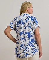 Lauren Ralph Plus Relaxed-Fit Print Short-Sleeve Shirt