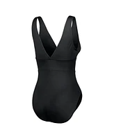 Tommy Bahama Women's Black Clemson Tigers Palm Modern V-Neck One-Piece Swimsuit