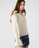 Steve Madden Women's Double-Ruffle Hampton Blouse