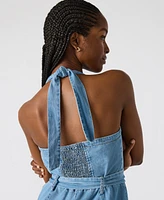 Steve Madden Women's Artie Denim Halter Jumpsuit