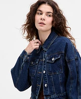 Steve Madden Women's Brixton Button-Front Cotton Denim Jacket
