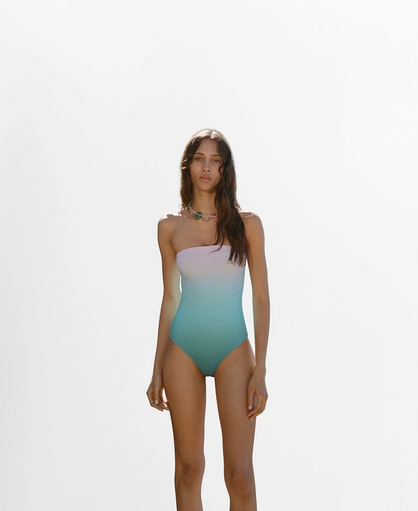 Mango Women's Gradient Effect Strapless Swimsuit