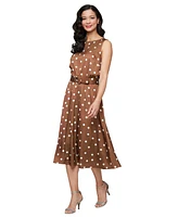 Sl Fashions Women's Printed Boat-Neck Sleeveless Dress