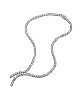 Sterling Silver with White Gold Plated Clear Round Cubic Zirconia Bezel Set Necklace