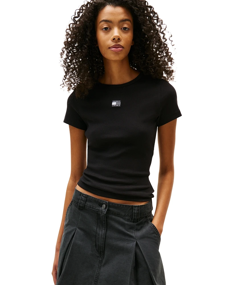Tommy Jeans Women's Badge Logo Ribbed T-Shirt