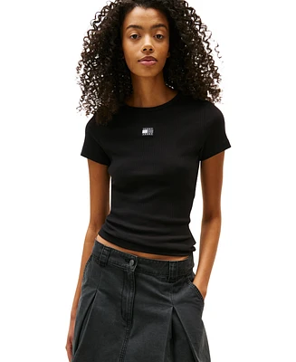 Tommy Jeans Women's Badge Logo Ribbed T-Shirt