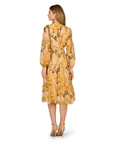Adrianna Papell Women's Printed Organza Midi Dress