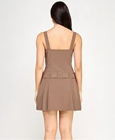 Seni & Cade Juniors' Sleeveless Belted A-Line Dress