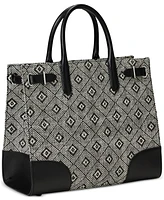 Lauren Ralph Lauren Woven Straw Medium Devyn Tote Bag