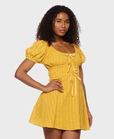 B Darlin Juniors' Short-Sleeve Fit & Flare Dress
