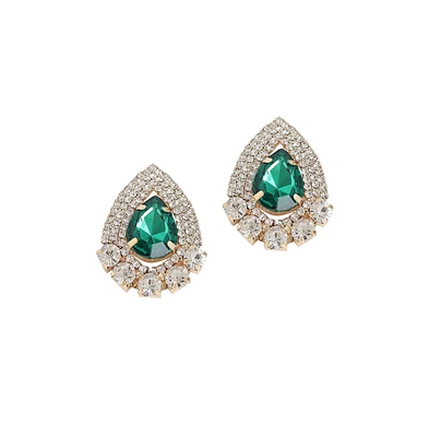 Sohi Women's Silver Teardrop Stud Earrings