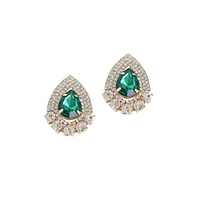 Sohi Women's Silver Teardrop Stud Earrings