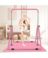 Zenova Gymnastics Bar Kids, Junior Training Bar, Height Adjustable Horizontal Bars With Gym Mat