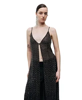 Nocturne Women's Beaded Embroidered Maxi Vest