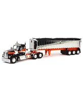 First Gear Dcp 1/64 Black and Orange Kenworth W990 with Chrome Mac Coal End Dump Trailer